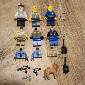 LEGO Police Cops Prisoners Robbers K9 Minifigure Lot w/Accessories Weapons Radio